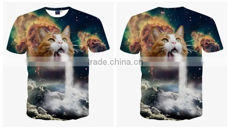Ebay hot sale 3D Animal printed T Shirts for men Flash-cat Printed 3D T-Shirts short sleeve