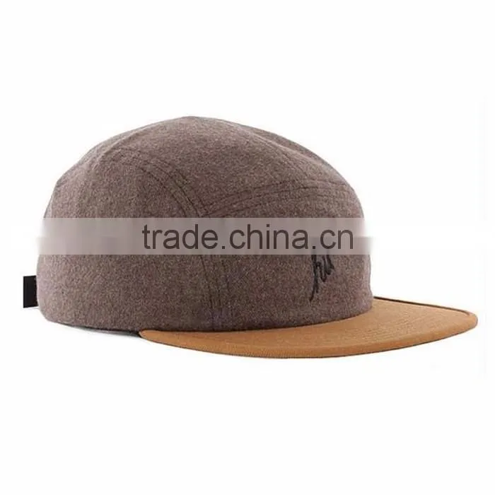 Many color custom blank plain suede 5 panel cap