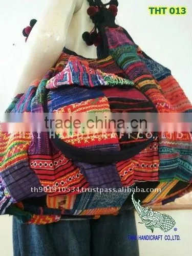 Thai Embroidered HMONG Hill Tribe Patchwork Fabric Tote Handbag