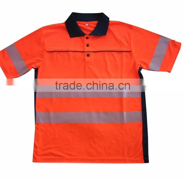New design High visibility T-shirt eyebird knitted men polo shirt with 3M hivis reflective tape