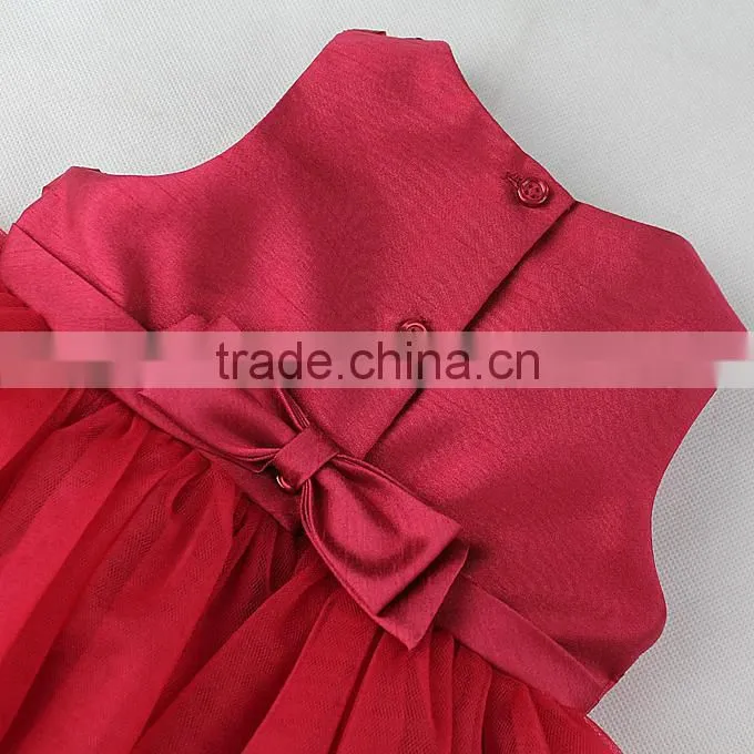 Newest Girl Party Dress Red flower Fashion Kid Dresses Children New Year Hot Sale GD31025-3