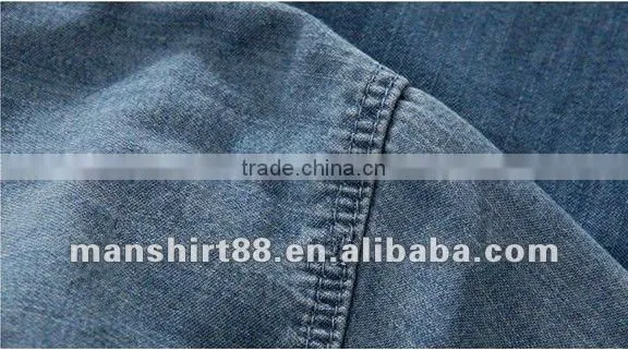 High quality Light blue 100%Cotton Washed Denim/Retro Cowboy Shirt for men with S,M,L,XL,XXL