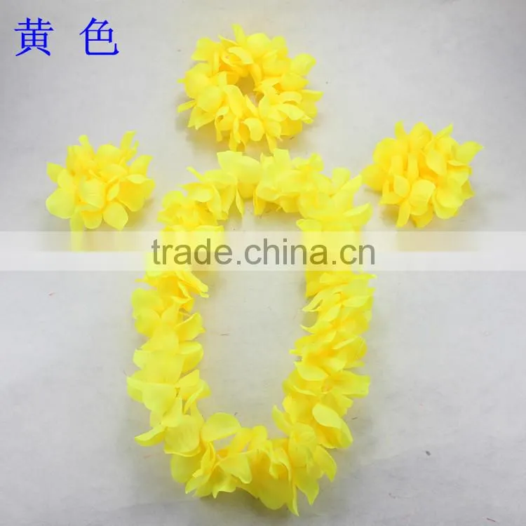 Colorful hawaii flower garland Wreath necklace bracelet headwear sets