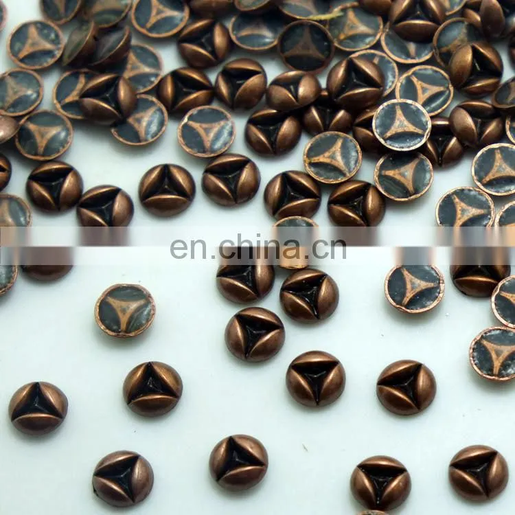 flower hot fix copper metal studs metal glue on diamonds