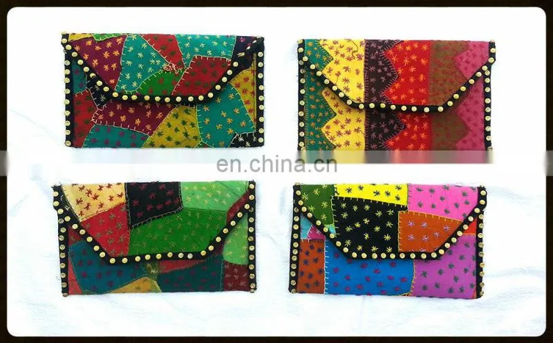 2014 Women New Envelope Jogi patch work handmade clutch bags, factory price ladies multi color Indian vintage embroidered clutch