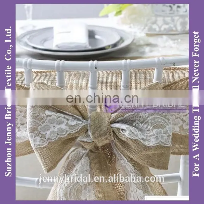 C388D wedding decoration burlap ivory lace chair covers chair sashes