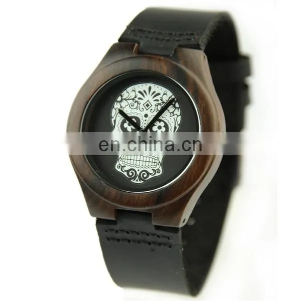 Latest japanese movement wood watch mens watch skull watch