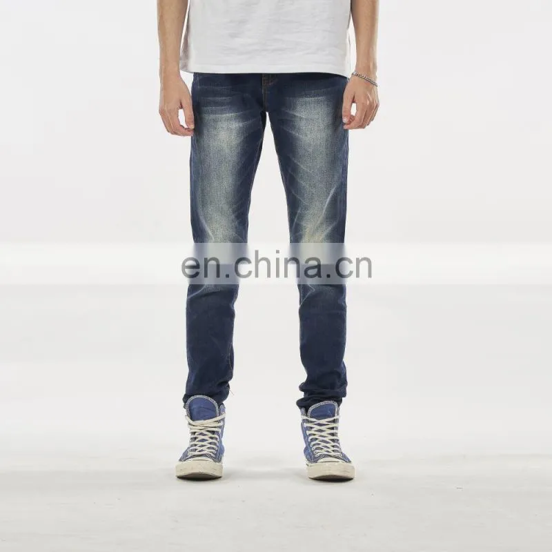 DiZNEW SLIM FIT MEN'S JEANS PANTS CRUSH JEANS FOR MEN DARK BLUE