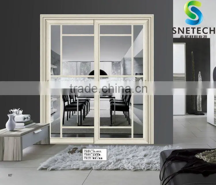 ivory frames tempered glass with curves for partition sliding doors