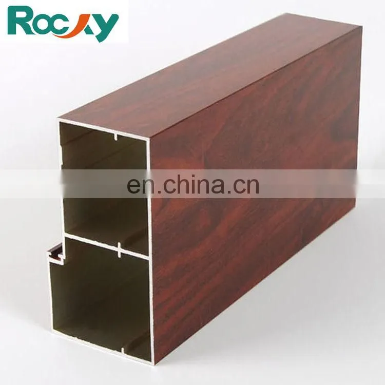 Wooden color decorative wood finish aluminium profiles