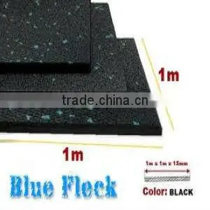 1M*1M Rubber flooring/Ruber Mat/Rubber Tiles Black with blue spot