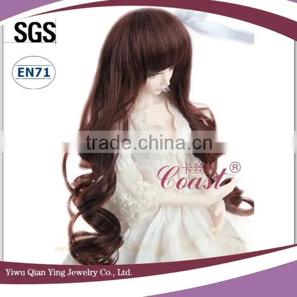 Curly dark brown Synthetic Doll Wigs for wholesale