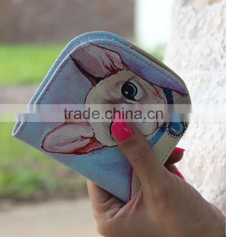 Newest simple Lovely Model PU leather Wallet Cartoon and animal Billetera Cartera for women para dama Mujer