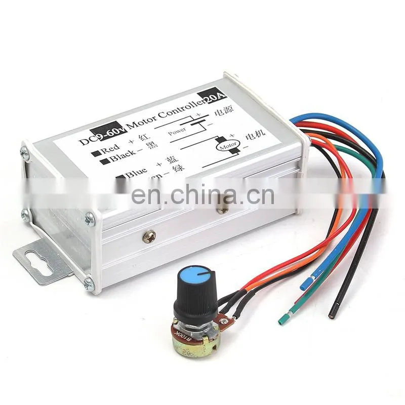 12V 24V 20A Max PWM DC Motor Stepless Variable Speed Controller 25kHz Switch, Stepless Variable Speed Controller