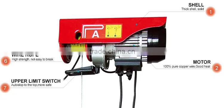 220V Mini Electric Hoist Wireless Remote Control