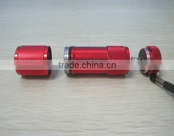 9 led aluminum body flashlight press switch in china