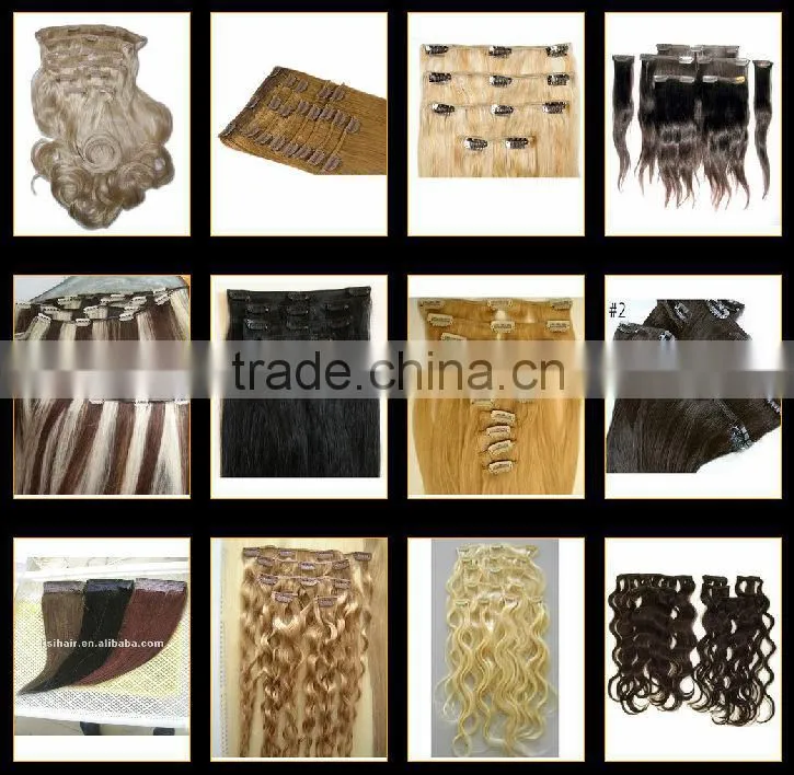 22" 613# clip in curly hair extensions clip on hair extension