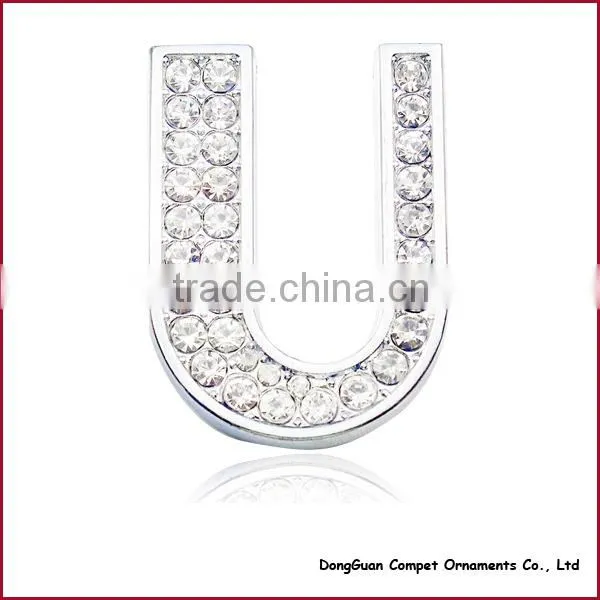 Diy pet Collar Accessories Alloy Alphabets 30mm Full Rhinestone Slide Letters