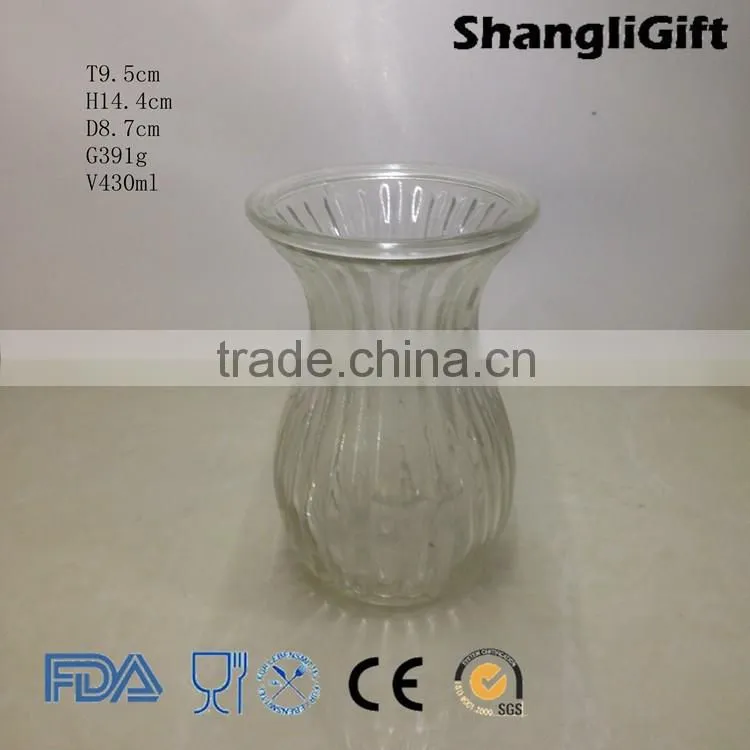 Ribbed Home Decor 430ml Tall Clear Glass Vase
