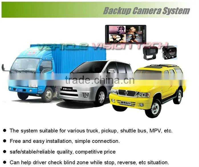 RV-701V Car Rear view monitor system with 7inch silver/blue glass monitor&night vision camera