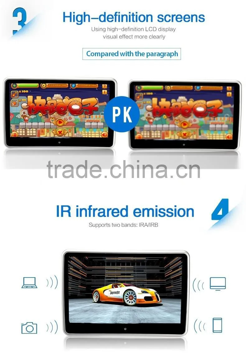 Universal motorized car monitor with 10.1 inch screen and play function ,suitable for all cars