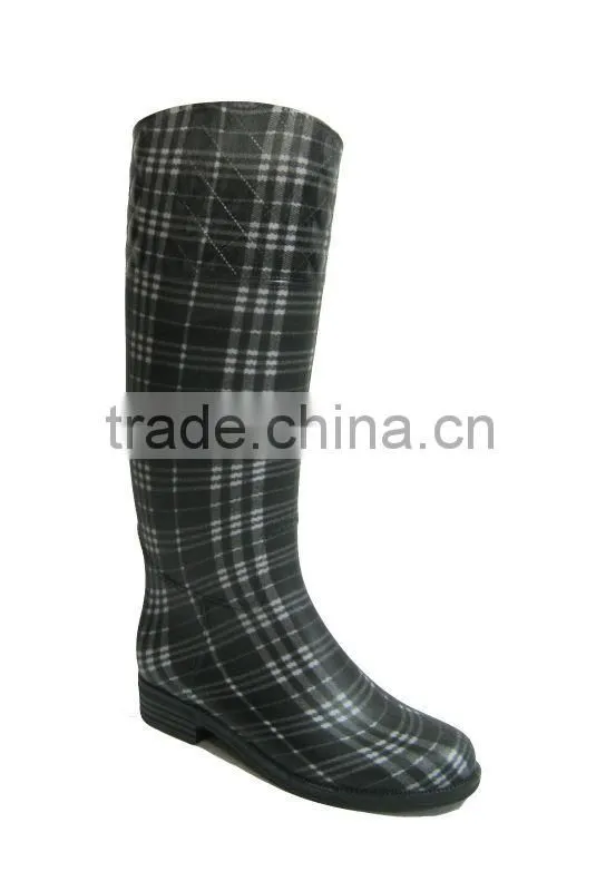 Women PVC High Boot with Check lining