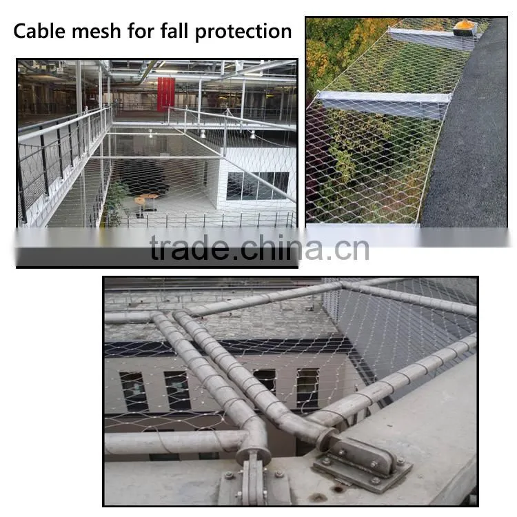 2mmx60mm X-tend flexible stainless steel wire mesh webnet railing stays with perimeter rope