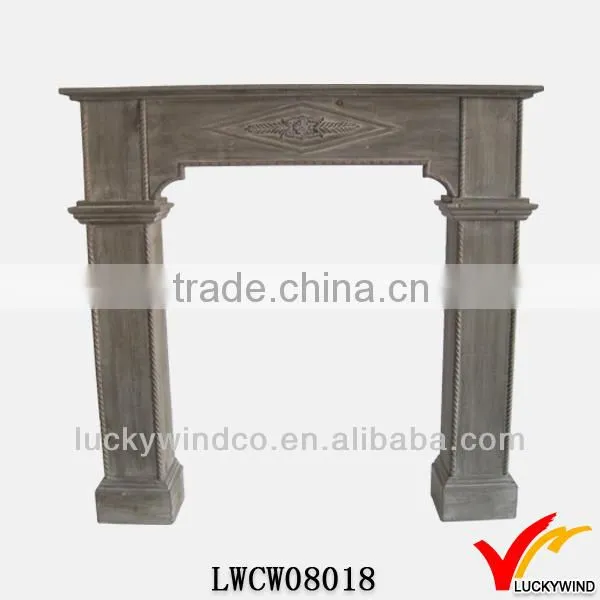 distressed hand carved decorative wood mantels