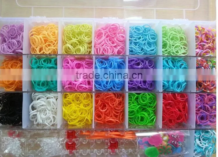 wow! Bulk AAA Quality Ecofriendly Multi Color Rubber Loom Bands Kit for children diy bracelet jewelery
