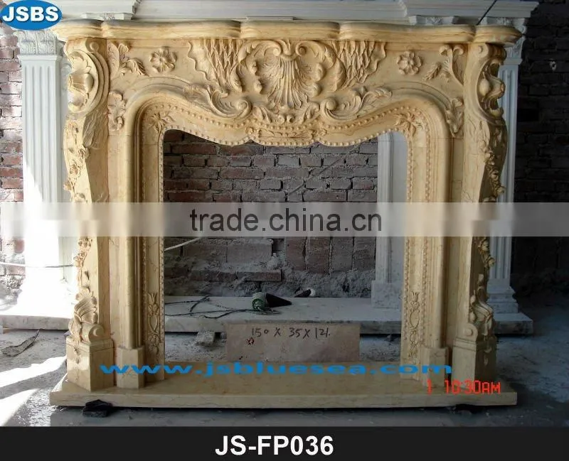 Natural stone fireplace mantel