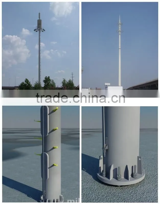 Hot dip galvanized monopole microwave gsm antenna tower