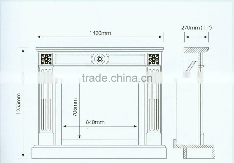 marble stone wall mounted fireplace