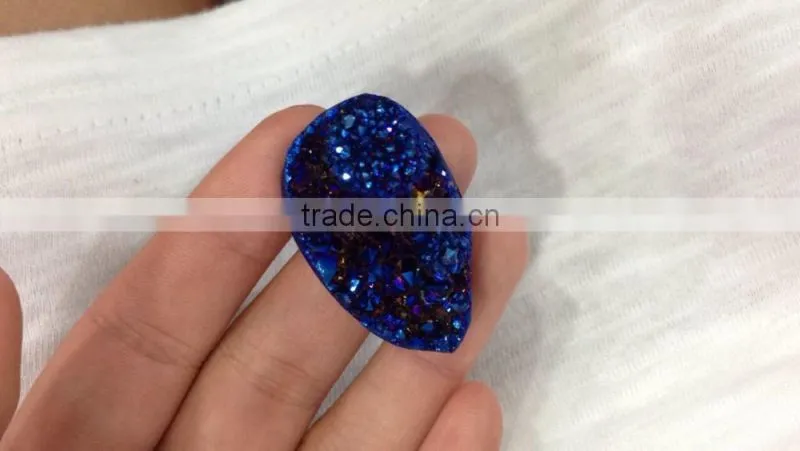 In stock!!! Blue color agate necklace drusy pendant Pear shape druzy pendant