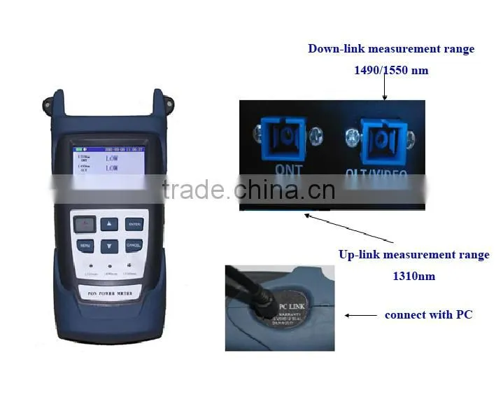 Handheld optical power meter digital PON FC/SC/ST connector with lower 1.5 dB pass through loss