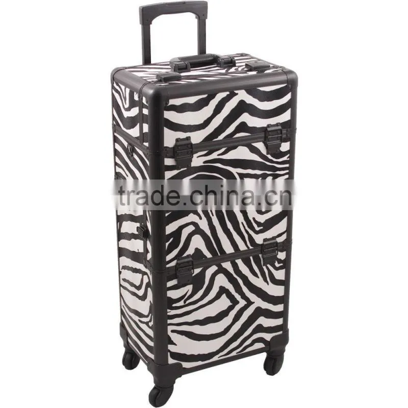 4-Wheel 2-in-1 Rolling Makeup Case with Easy-Slide and Extendable Trays, Includes Removable Tray and Extra Lid, 31-Inch, Smooth