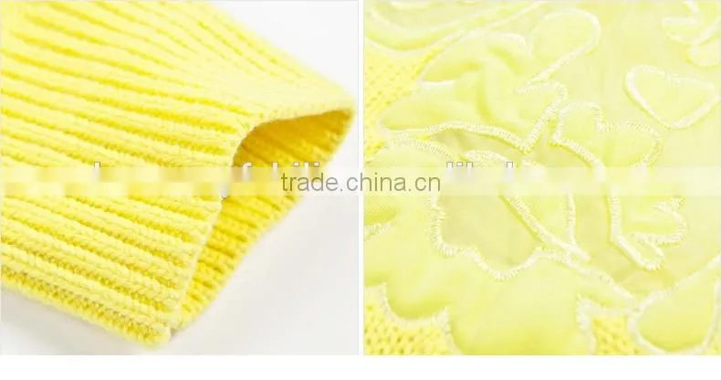 2015 hot sale korean fashion hollow lace bright colored sweater spring