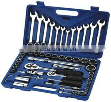 61PCS 1/2''&1/4'' socket set hand wrench tool set(KS-42461BP) CARBON STEEL