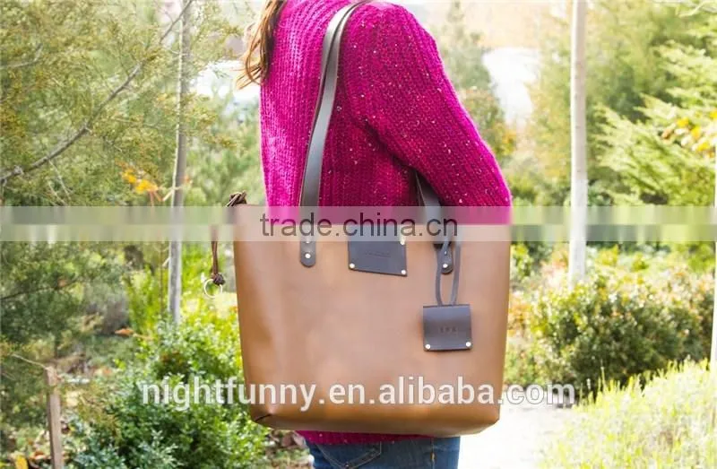 Croisette monogram leather tote bag. Monogrammed shopping bag.Gift for her. Brown/black/salmon shoulder bag. Gift for her.