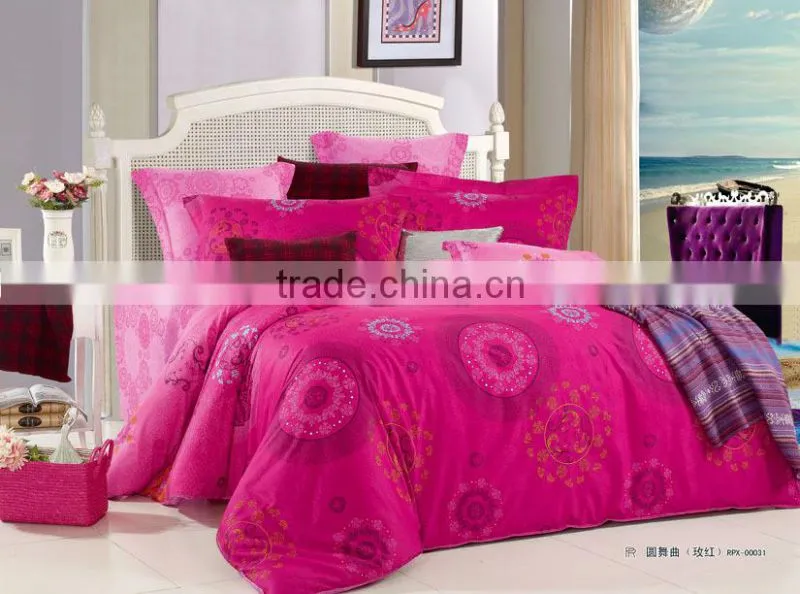reactive printed flower design bedding set 100% cotton