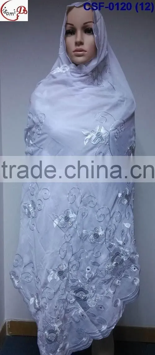 SCF-0120 Latest design nice pattern embroidery soft material high quality fashion women long scarf for clearence sale