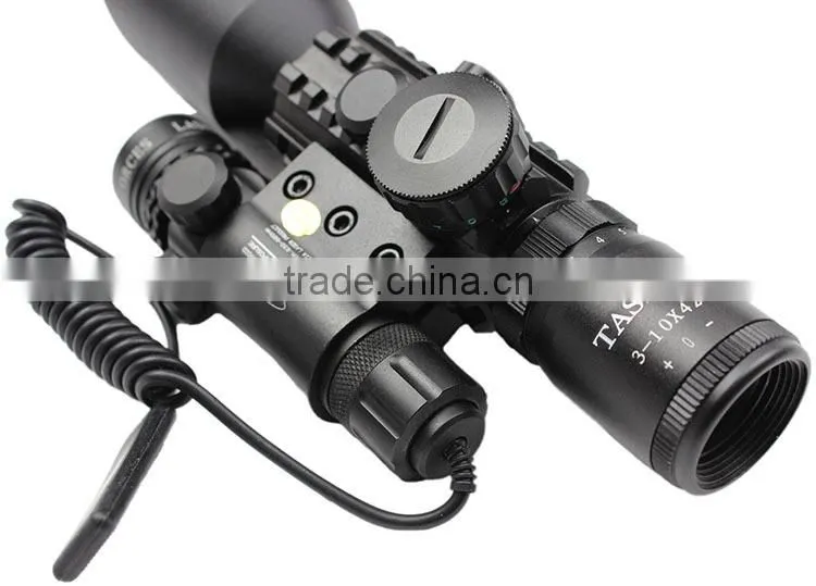 Funpowerland 3-10X42+red laser M9B Tactical rifle scope red green Mil-Dot Reticle with side mounted Red laser/Guaranteed 100%