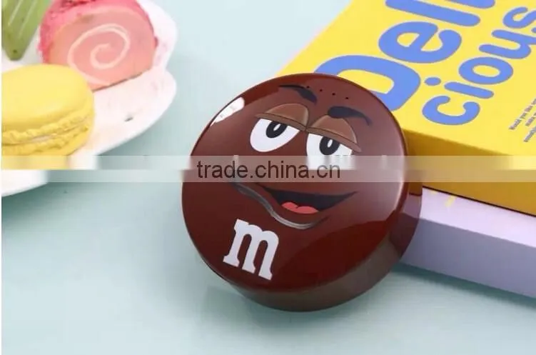 Promotion gift personalized logo printing round shape smart mobile battery pack power bank charger with micro usb charging cable