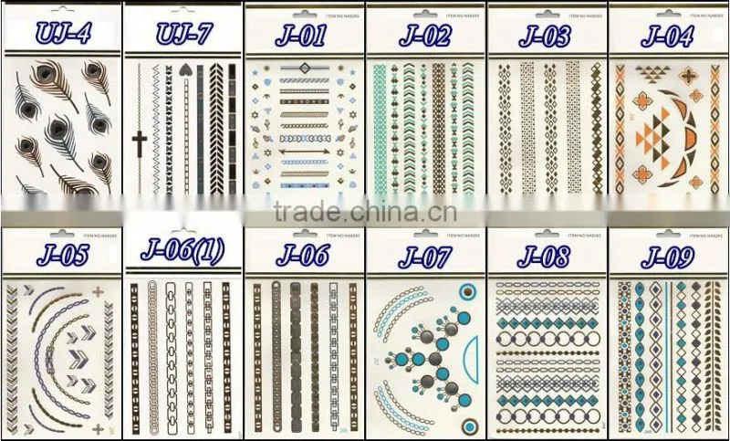 Eco-friendly metallic adult body sexy temporary tattoo sticker