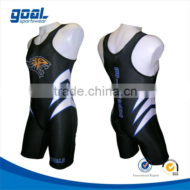 Custom elastic china sublimated cool cheap wholesale men's wrestling singlet