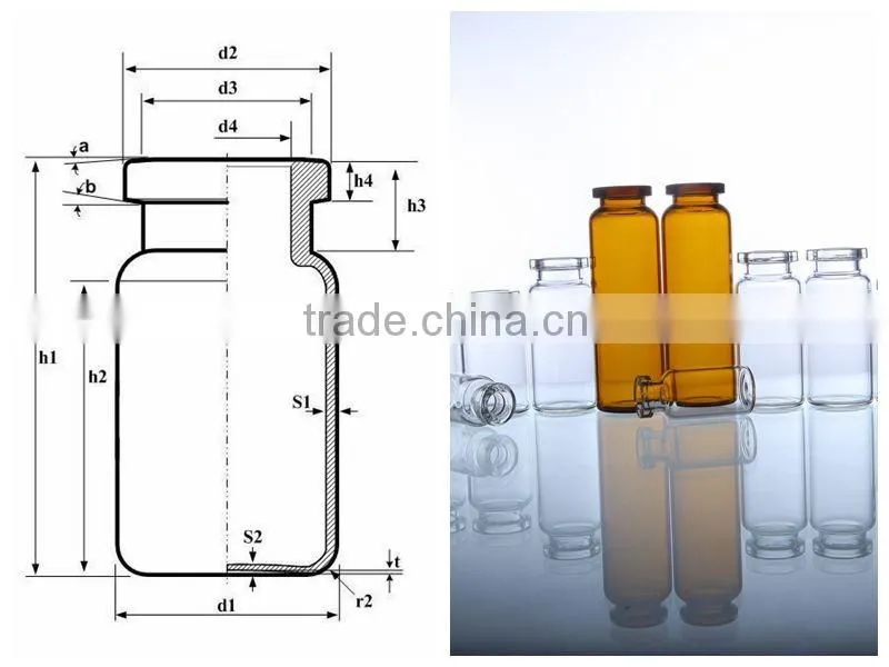 ISO 15ml amber and clear glass vial