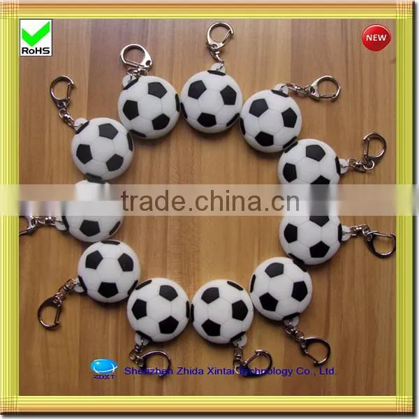football shape silicone rubber led cheap keychains in bulk