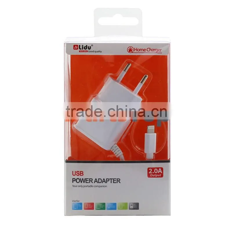 Wholesale EU AC Power Adapter ,European USB Charger With 8PIN USB Data Cable For iPhone 6 5S 5C iPad iPod