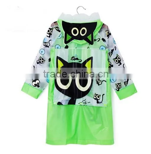 Cute Kids Unisex Cartoon Hoodie Inflating Cap Brim Outwear Camping Raincoats