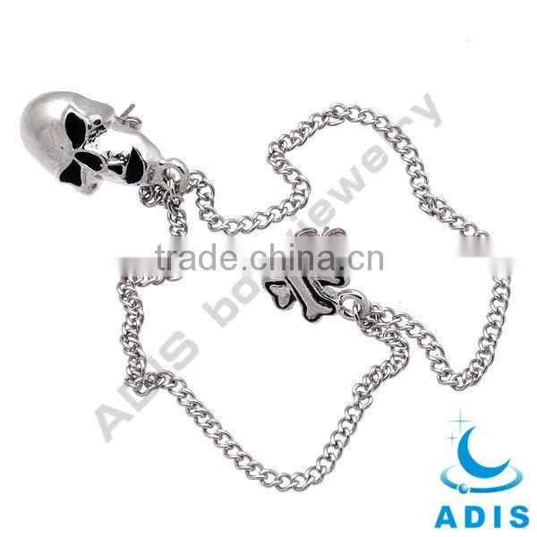 316L stainless steel ear chain linked tragues barbell with skull studs