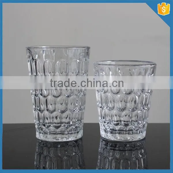 LXHY-T017 clear crystal thumb print pattern tumbler glass set